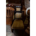 PAIR OF LATE 19TH CENTURY SIDE CHAIRS WITH UPHOLSTERED SEATS AND BACKS AND EBONISED FRAME