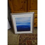 COLOURED PRINT SKYSCAPE, SILVER FINISH FRAME, 72CM HIGH