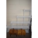 WHITE PAINTED SLATTED BOOKCASE CABINET, 144CM HIGH