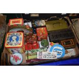 BOX OF VINTAGE TINS