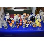COLLECTION OF NOVELTY SALT AND PEPPER POTS FORMED AS FIGURES, ANIMALS, UTENSILS AND FOOD ITEMS