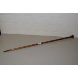 HARDWOOD AND BRASS MOUNTED SWORD STICK MARKED 'MADE IN THE REPUBLIC OF MALDIVES'