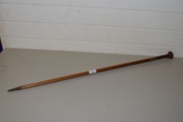 HARDWOOD AND BRASS MOUNTED SWORD STICK MARKED 'MADE IN THE REPUBLIC OF MALDIVES'