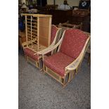 PAIR OF BAMBOO FRAMED CONSERVATORY CHAIRS AND A TABLE (3)