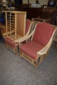 PAIR OF BAMBOO FRAMED CONSERVATORY CHAIRS AND A TABLE (3)