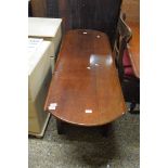 20TH CENTURY MAHOGANY DROP LEAF OVAL COFFEE TABLE, 142CM WIDE