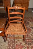 LATE 19TH CENTURY LADDERBACK AND CANE SEATED SIDE CHAIR, 88CM HIGH