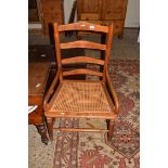 LATE 19TH CENTURY LADDERBACK AND CANE SEATED SIDE CHAIR, 88CM HIGH