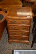 REPRODUCTION YEW WOOD VENEERED FOUR DRAWER CHEST OF SMALL PROPORTIONS, 74CM HIGH