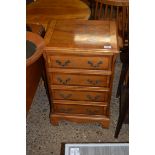 REPRODUCTION YEW WOOD VENEERED FOUR DRAWER CHEST OF SMALL PROPORTIONS, 74CM HIGH