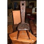 LATE VICTORIAN SPINNING STOOL WITH CARVED DETAIL, 101CM HIGH