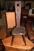 LATE VICTORIAN SPINNING STOOL WITH CARVED DETAIL, 101CM HIGH