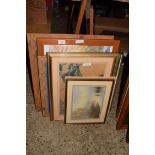 MIXED LOT OF PICTURES TO INCLUDE MODERN OILS, MEDITERRANEAN SCENE, STUDY OF SHIPS ON HIGH SEAS