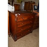 VICTORIAN MAHOGANY CHEST OF TWO SHORT OVER THREE LONG DRAWERS, 113CM WIDE