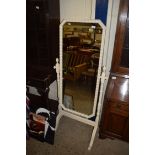 20TH CENTURY CHEVAL MIRROR IN WHITE PAINTED FRAME, 158CM HIGH