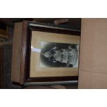 BOX OF MIXED PICTURES TO INCLUDE T H STEGGLES, 'BOLTED', OIL ON BOARD STUDY, FURTHER BLACK AND WHITE