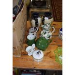 MIXED LOT COMPRISING A PAIR OF JAPANESE SATSUMA VASES TOGETHER WITH TWO MASONS IRONSTONE JUGS AND