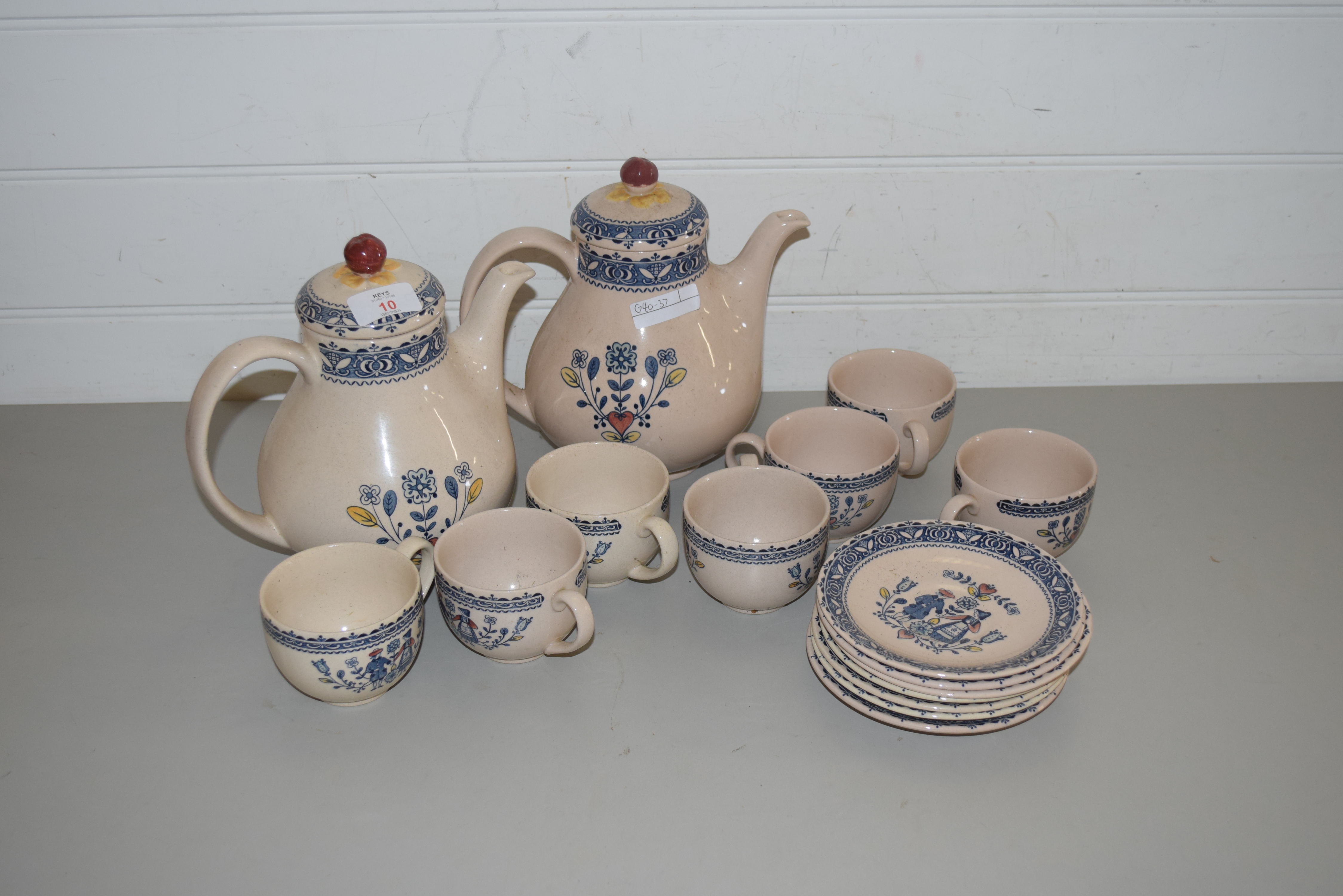 QTY OF JOHNSON BROS OLD GRANITE HEARTS AND FLOWERS PATTERN TEA WARES