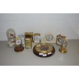 MIXED LOT OF NINE MODERN CARRIAGE AND MANTEL CLOCKS AND A FURTHER WALL CLOCK