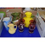 MIXED LOT OF DECORATED JUGS AND VASES