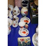 MIXED LOT COMPRISING WEDGWOOD CORN POPPY DECORATED CERAMICS, OLD TUCKTON WARE PIN TRAY AND VASES AND