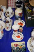 MIXED LOT COMPRISING WEDGWOOD CORN POPPY DECORATED CERAMICS, OLD TUCKTON WARE PIN TRAY AND VASES AND