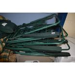 FOUR GREEN METAL FRAMED FOLDING GARDEN CHAIRS