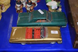 TWO VINTAGE JAPANESE TOY CARS, A CADILLAC AND A FORD THUNDERBIRD