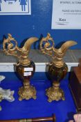 PAIR OF GILT METAL MOUNTED EWERS