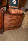 VICTORIAN MAHOGANY BOW FRONT CHEST OF TWO SHORT OVER THREE LONG DRAWERS