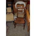 VICTORIAN BALLOON BACK DINING CHAIR WITH FLORAL UPHOLSTERED SEATS TOGETHER WITH ONE OTHER (2)