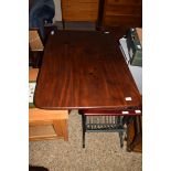 19TH CENTURY MAHOGANY TILT TOP DINING TABLE, THE RECTANGULAR TOP RAISED ON TURNED COLUMN WITH TRIPOD