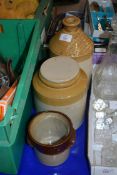 THREE STONEWARE JARS, ONE MARKED FOR STEWARD & PATTESON OF NORWICH