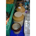 THREE STONEWARE JARS, ONE MARKED FOR STEWARD & PATTESON OF NORWICH