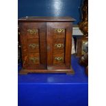 LATE VICTORIAN OAK THREE DRAWER TABLE TOP CHEST