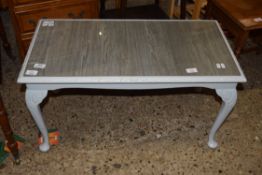 SMALL SHABBY CHIC PAINTED GLASS TOPPED COFFEE TABLE, 79CM WIDE