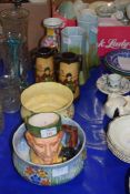 MIXED LOT TO INCLUDE FLORAL DECORATED BOWLS, CHARACTER JUG, MODERN CHINESE VASE, PAIR OF BRETBY