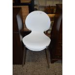 PAIR OF MODERN WHITE PLASTIC AND CHROME FRAMED CAFÉ CHAIRS
