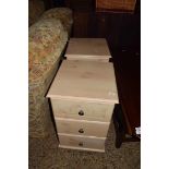 PAIR OF LIGHT WOOD EFFECT THREE DRAWER BEDSIDE CABINETS, 70CM HIGH