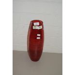 CRANBERRY GLASS VASE OF CYLINDRICAL FORM