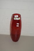 CRANBERRY GLASS VASE OF CYLINDRICAL FORM
