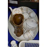 QTY OF ROYAL WORCESTER VETONA PATTERN COFFEE WARES PLUS FURTHER MEAT PLATES AND A SILVAC VASE