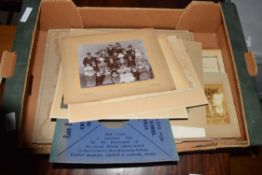 BOX OF VINTAGE PHOTOGRAPHS TO INCLUDE SOME MILITARY AND NAVAL INTEREST PLUS VARIOUS FAMILY PORTRAITS