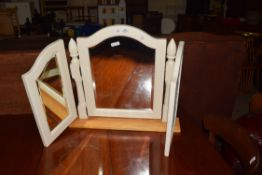 MODERN WHITE FRAMED TRIPLE DRESSING TABLE MIRROR, 64CM HIGH