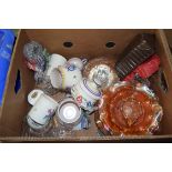 BOX OF MIXED ITEMS TO INCLUDE POOLE POTTERY VASES ETC