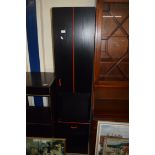 BLACK ASH FINISH SIDE CABINET WITH ONE DOOR AND ONE DRAWER, 180CM HIGH