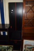 BLACK ASH FINISH SIDE CABINET WITH ONE DOOR AND ONE DRAWER, 180CM HIGH