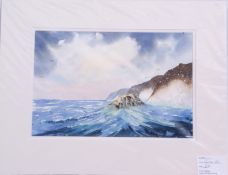 Frank Halliday (British, 20th century), A pair of coastal scenes, watercolour, signed, mounted and