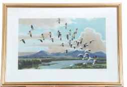 Peter Markham Scott (British 20th Century), Snow Geese, California, Coloured lithograph, signed in