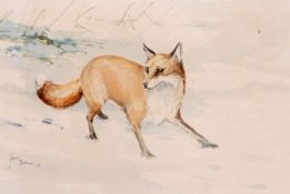 Jason Partner (British, 20th century), 'The Vixen', pencil and watercolour on paper, signed 1979,